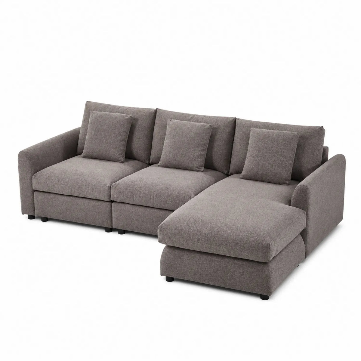 Canapé d'angle en tissu Gris avec méridienne