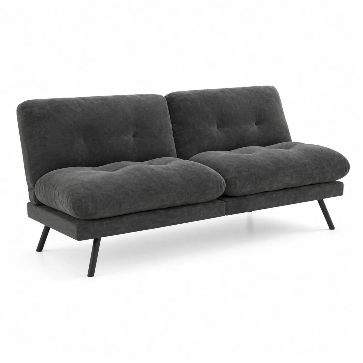 Canapé convertible 2 places en tissu microfibre Gris Foncé avec pieds en métal