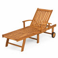 Chaise Longue en Bois de Teck avec Roues