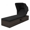 Chaise longue d'extérieur en résine tressée avec pare-soleil ajustable