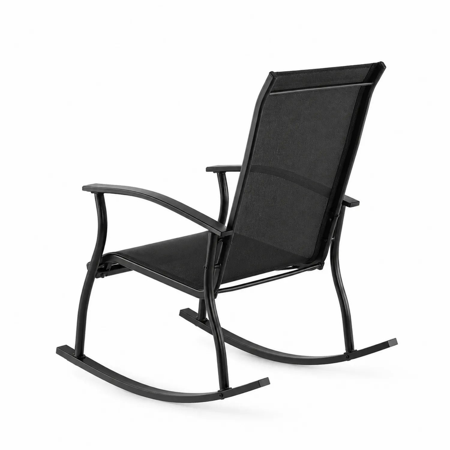 Chaise à bascule extérieure en métal noir