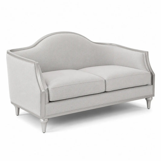 Canapé 2 places en tissu polyester gris clair