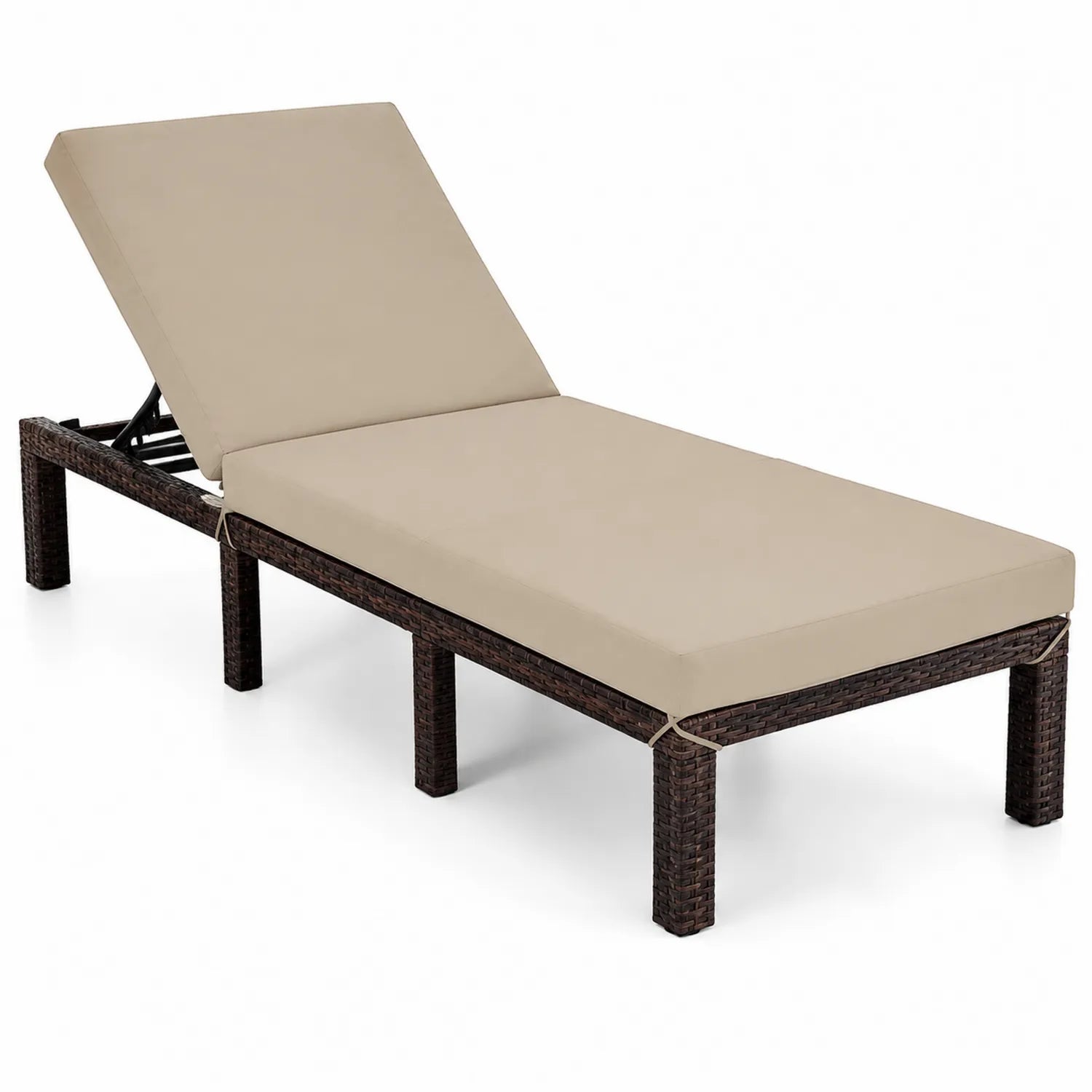 Chaise Longue en Rotin avec Coussin Beige