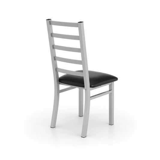 Chaise en métal et cuir synthétique Noir 45x50x90 cm