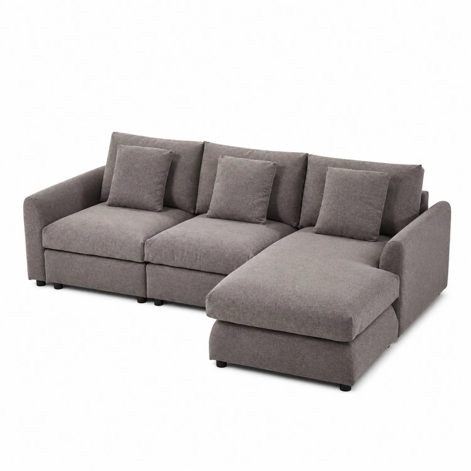 Canapé d'angle en tissu Gris avec méridienne