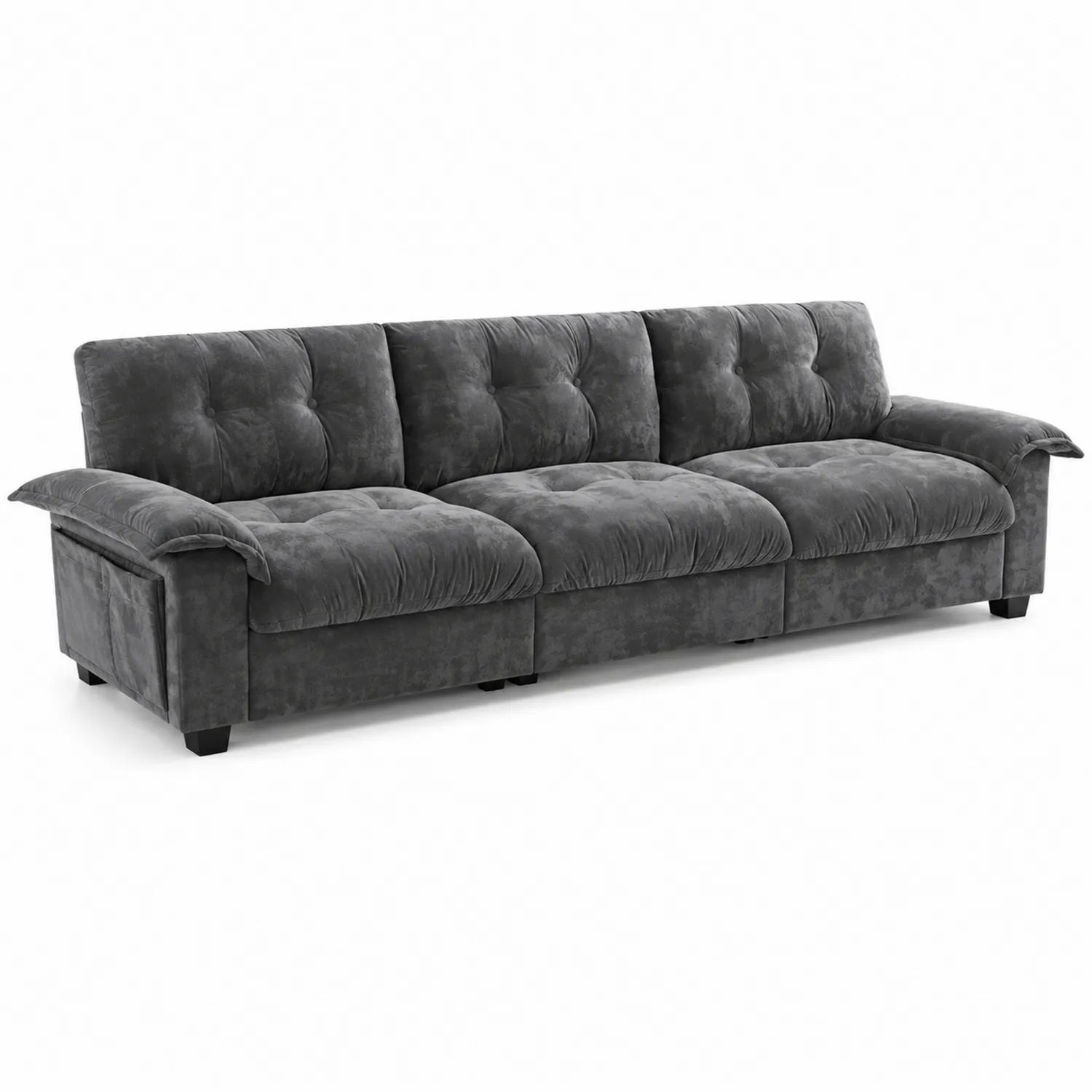 Canapé 3 places en velours Gris Foncé 220 cm