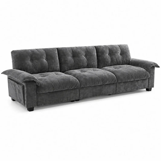 Canapé 3 places en velours Gris Foncé 220 cm
