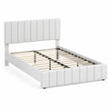 Lit double en bois et simili cuir blanc 200x140 cm